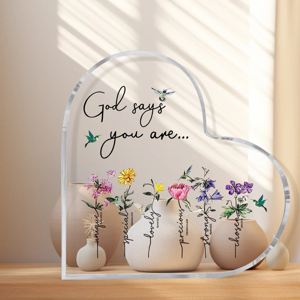1pc Contemporary Acrylic Heart-Shaped Prayer Sign with Inspirational