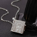 Women Necklace Gold Color Openable Holy Bible Book Pendant