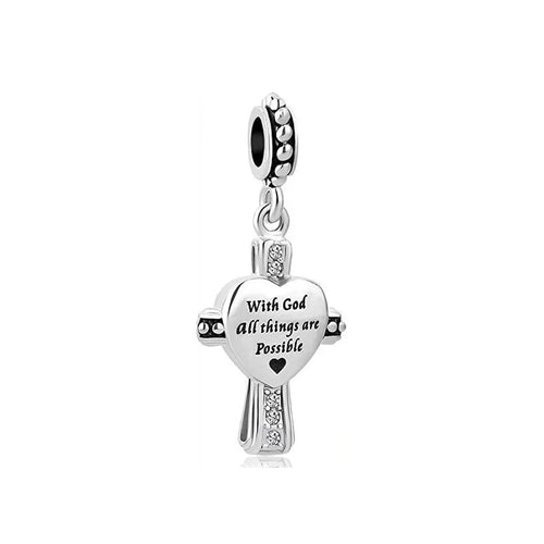 2024 New 925 Silver Jesus Cross The Holy Bible Pendant Charms Beads