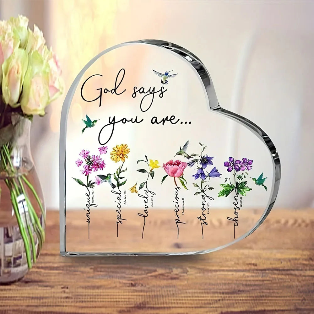 1pc Contemporary Acrylic Heart-Shaped Prayer Sign with Inspirational
