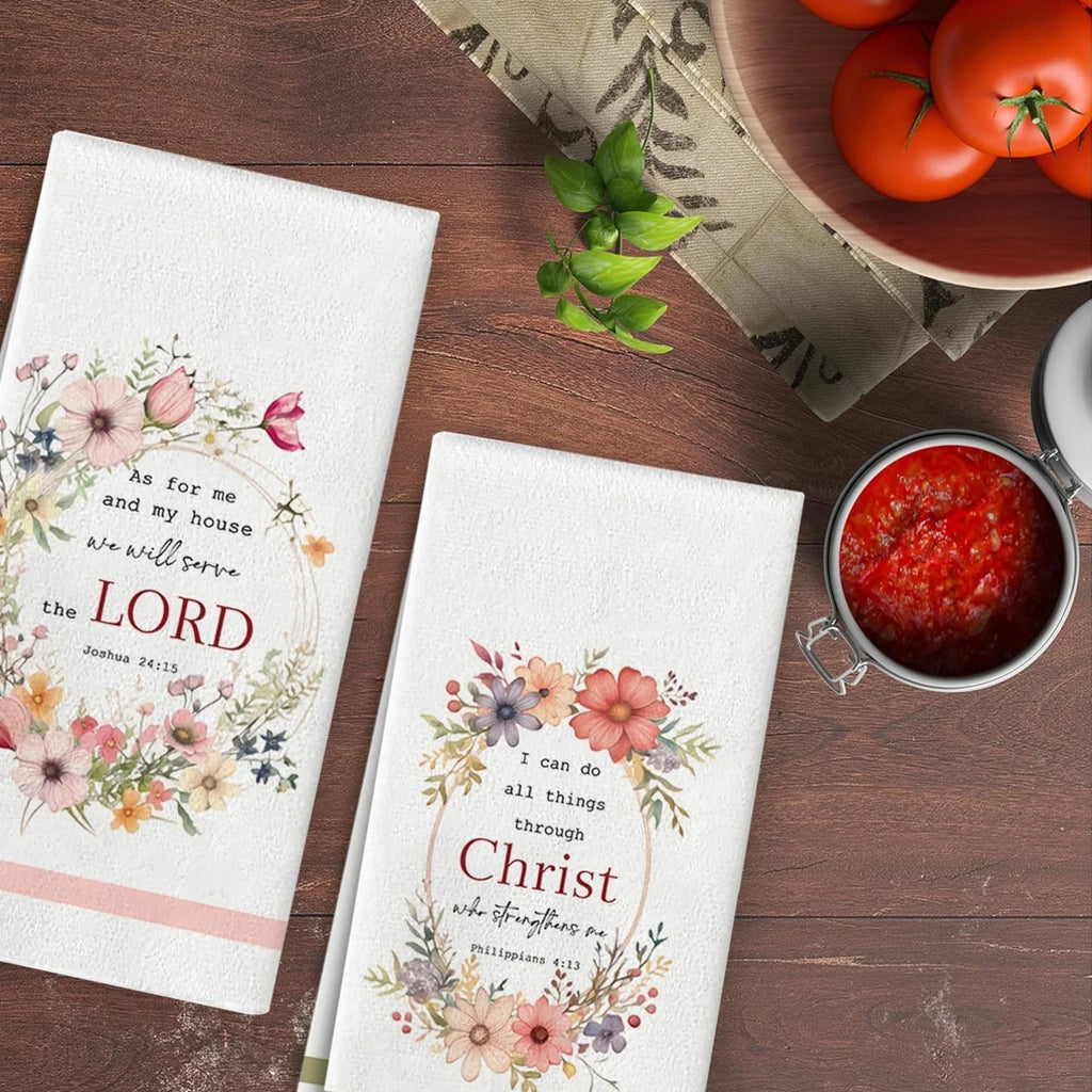 Christian Bible Verse Kitchen Towel Set for Bathroom and Dishwashing -