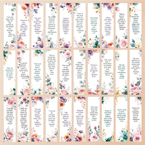 32pcs Bible Bookmarks Set, Watercolor Floral Style, Ideal Gift for