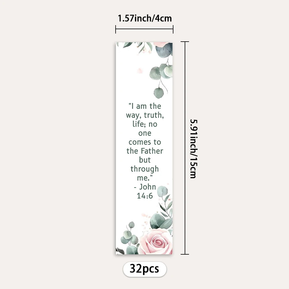 32pcs Bible Bookmarks Set, Watercolor Floral Style, Ideal Gift for