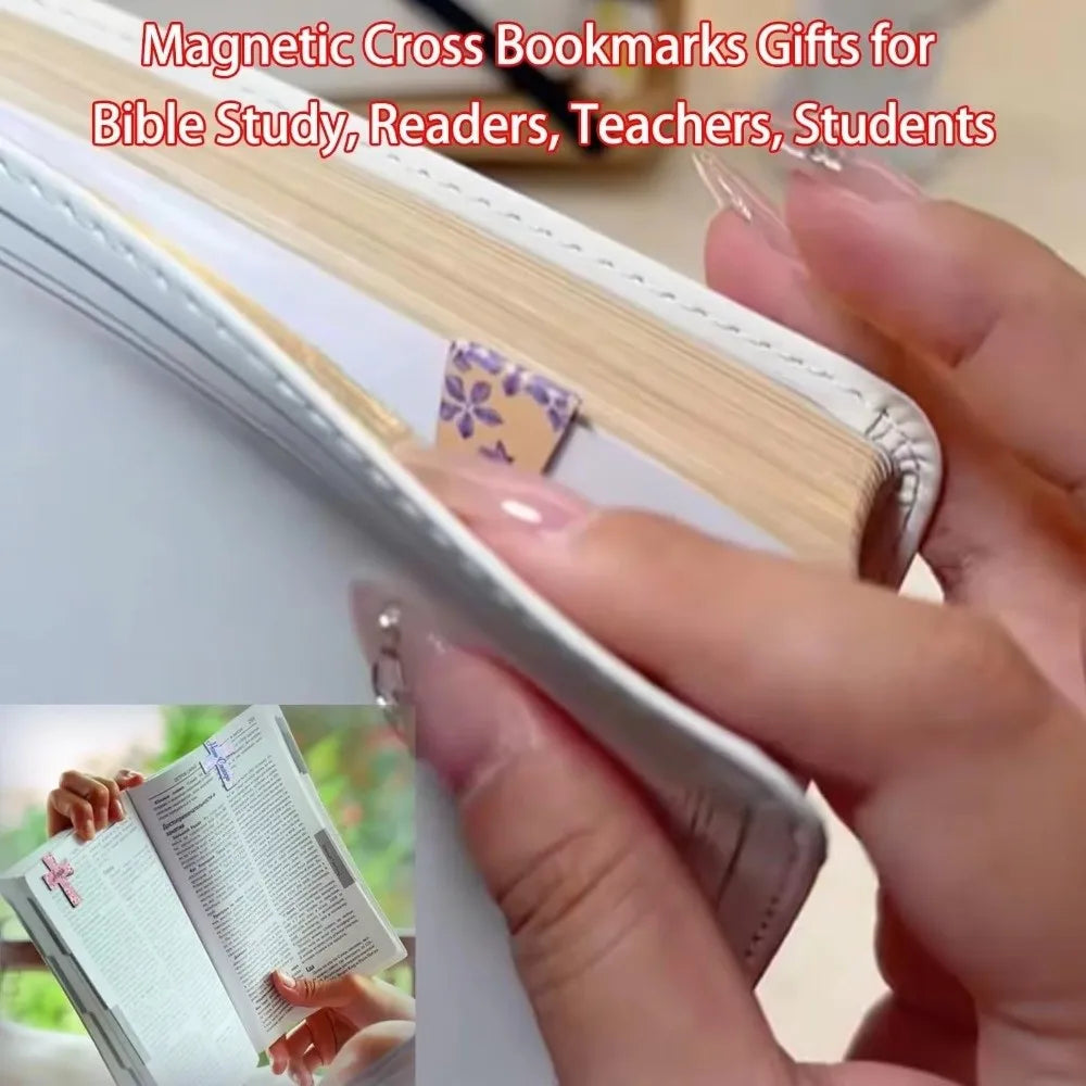 12/16/24PCS Plastic Bible Magnetic Bookmarks Double-Sided Leather