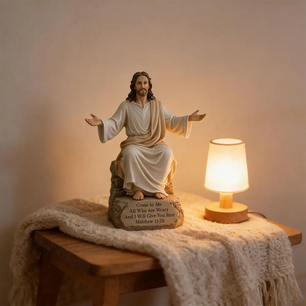 Jesus Open Arms Blessing Statue With Bible Verse Base I Am With You