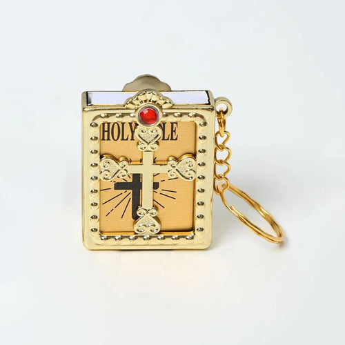 Fashion Holy Bible Keychain Mini Christian English Book Key Ring For