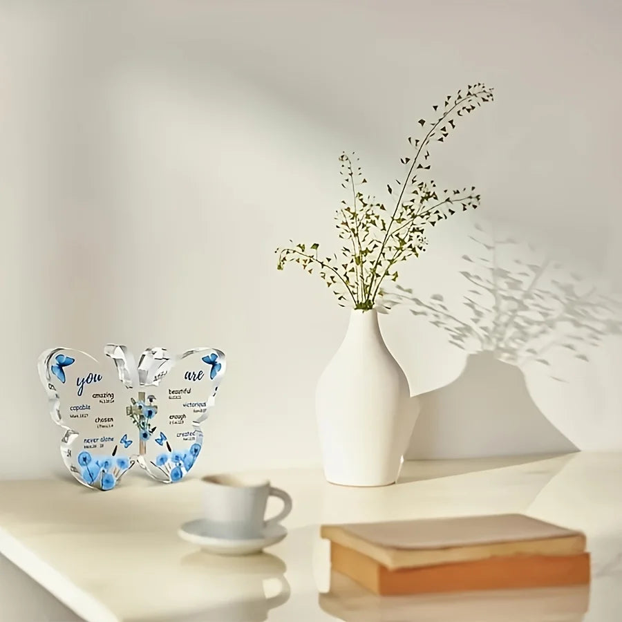Acrylic Butterfly Prayer Decoration with Bible Verse