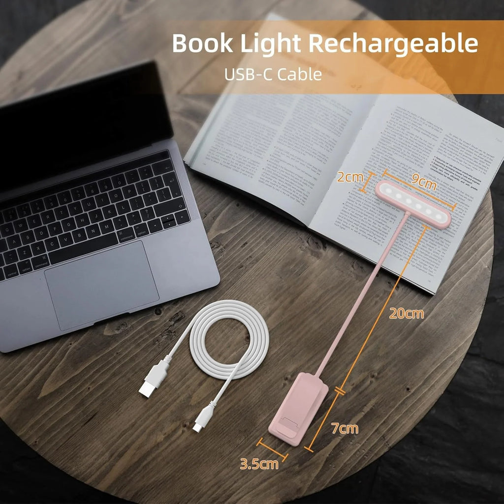 Reading Lamp Book Clamp Black/White/Pink USB Rechargeable Battery