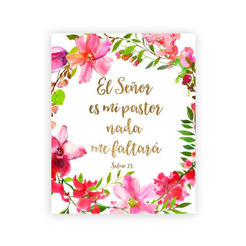 (2D canvas painting)  Spanish Bible Verse Quotes Print God Christian