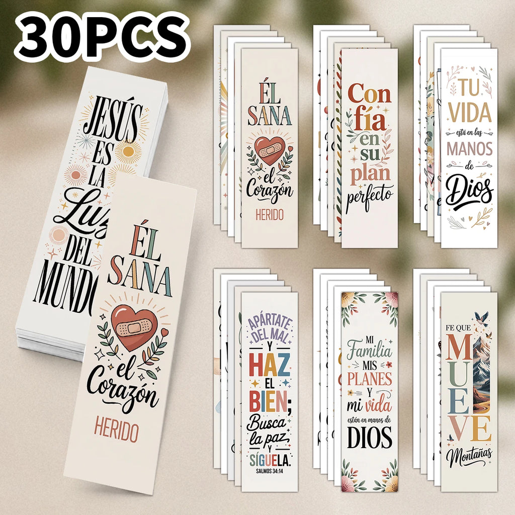 30pcs Spanish Inspirational Bible Verse Bookmarks For Scripture