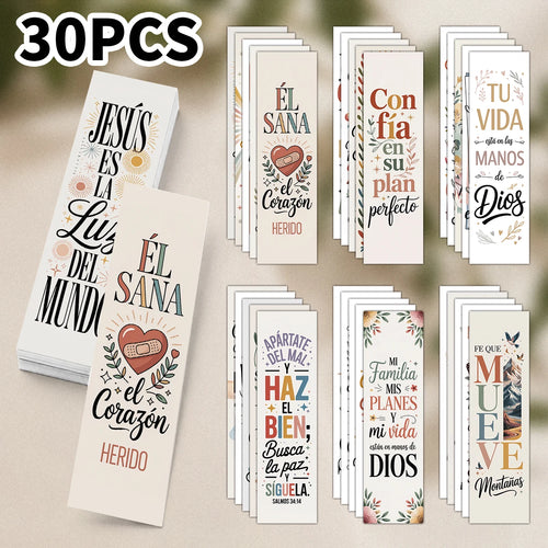 30pcs Spanish Inspirational Bible Verse Bookmarks For Scripture