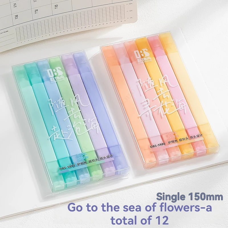 6/12 Colors Highlighters Cute Pastel Pens Bible Pens Soft Tip