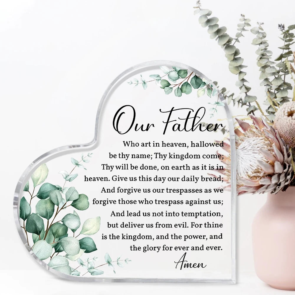 Christian Bible Verses Acrylic Heart Decorative Sign Plaques Our