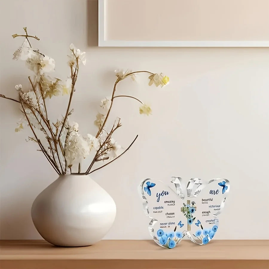 Acrylic Butterfly Prayer Decoration with Bible Verse