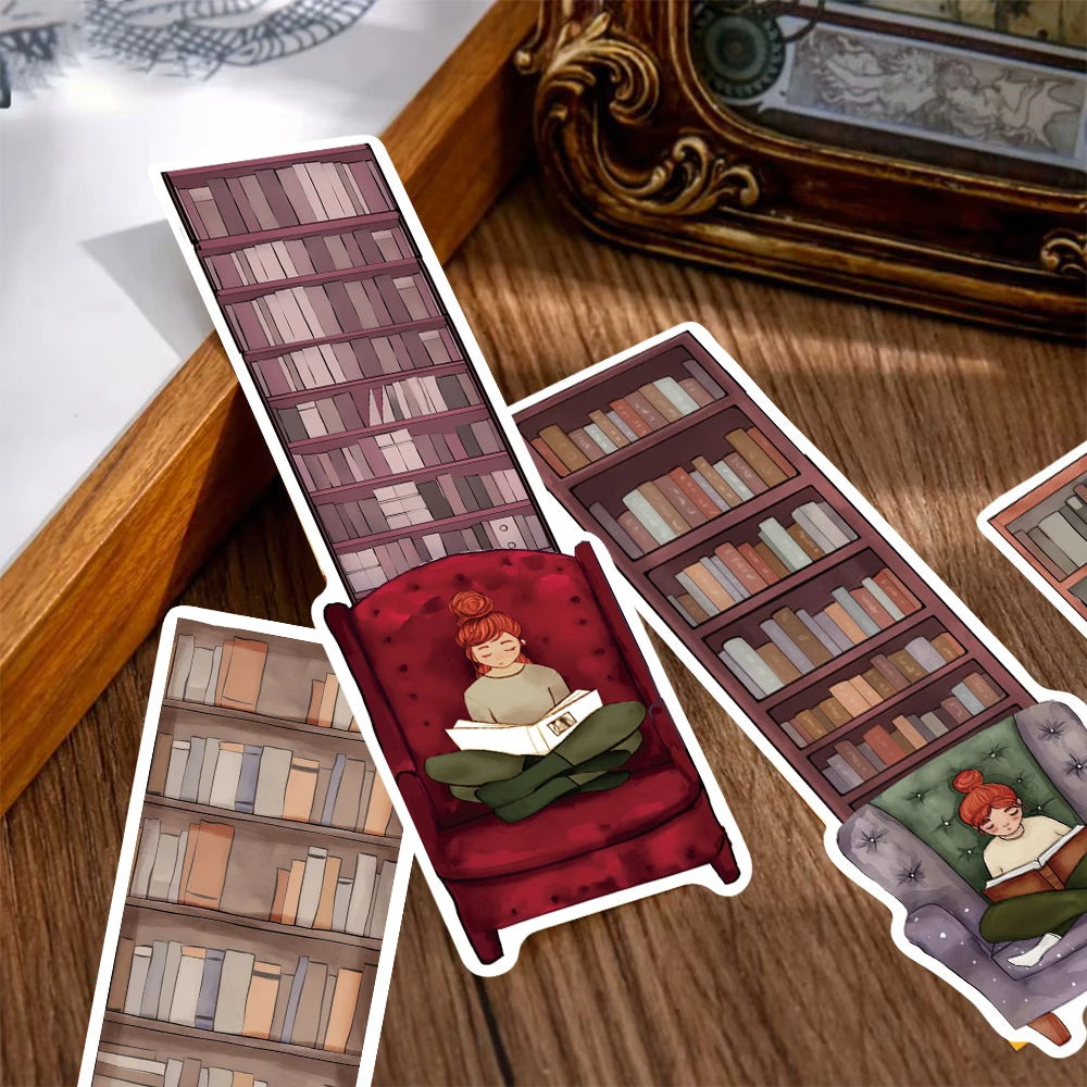 Bookcase Reading Bookmarks — Paper Decoration Set