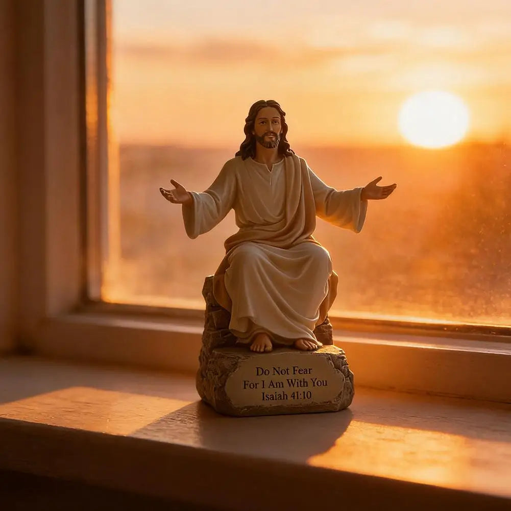 Jesus Open Arms Blessing Statue With Bible Verse Base I Am With You