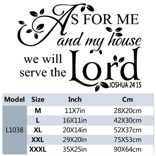 As for Me and My House Vinyl Wall Decal, Joshua 24:15