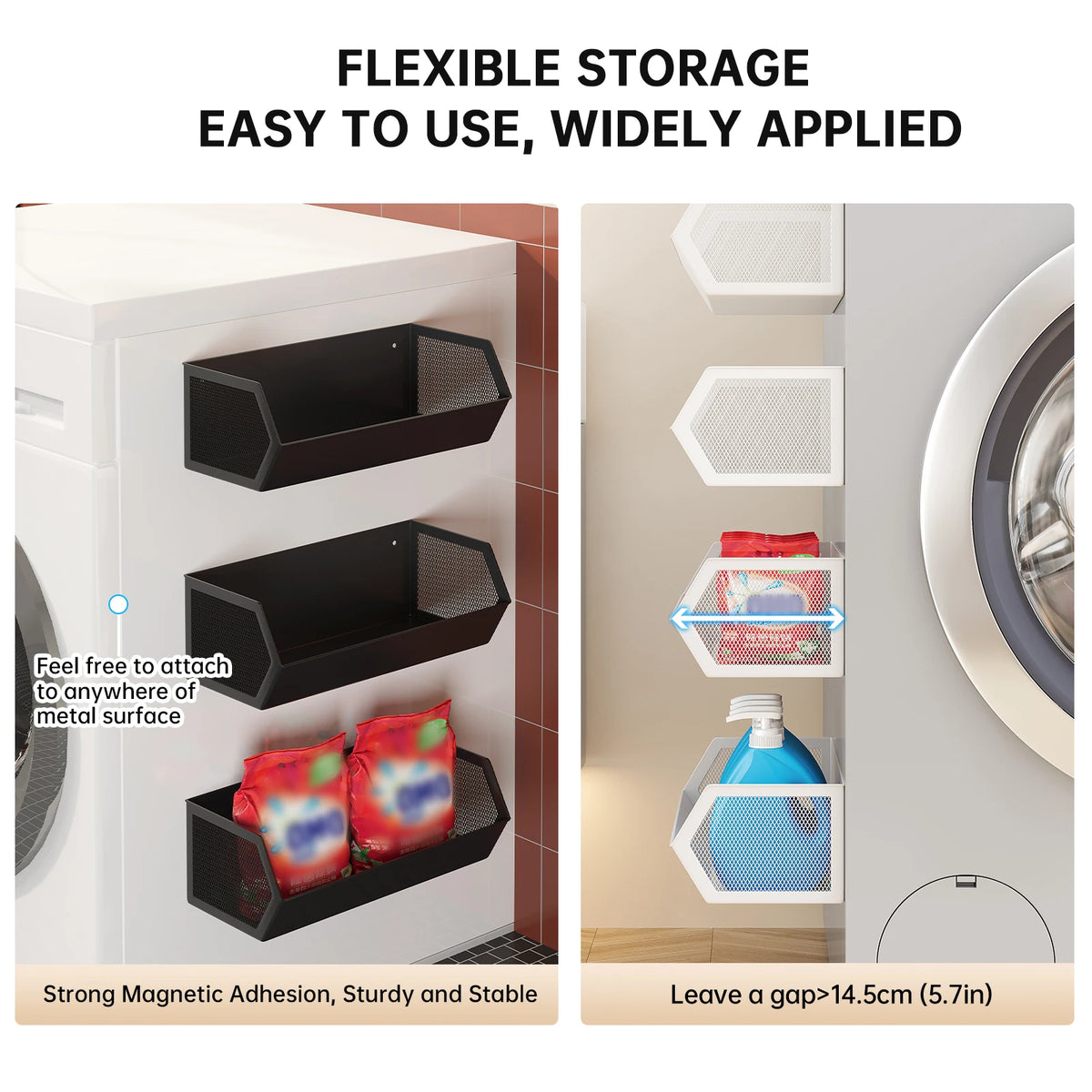 Magnetic Storage Rack for Balcony, Side of Washing Machine, Laundry