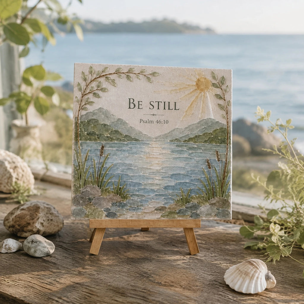 DIY Sea Glass Mosaic Art Kit Bible Verse Christian Wall Decor