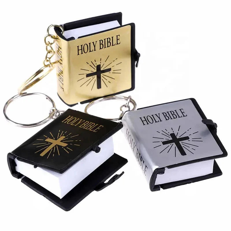 Fashion Holy Bible Keychain Mini Christian English Book Key Ring For