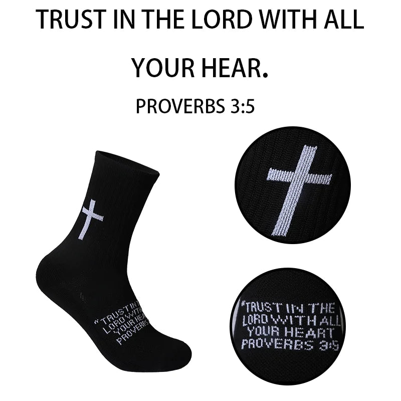 4 Pairs Christian Cross Socks Prayer Garter Bible Birthday Gift for