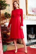 Long Sleeve Red Midi Dress