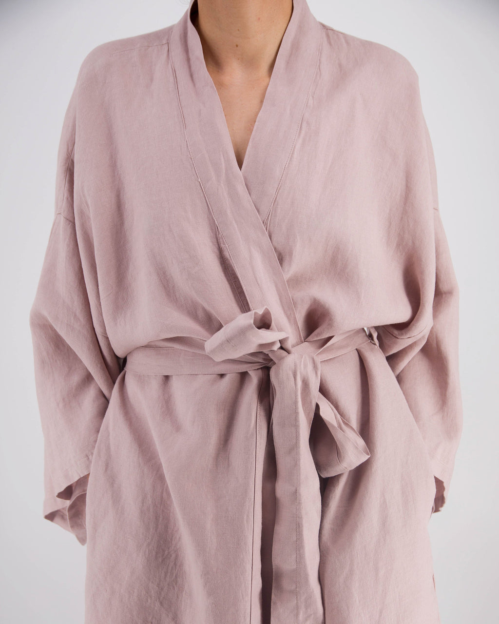 Leia Mid-Length French Linen Robe | 100% French Flax | Kimono-Style | Hidden Pockets | One Size Fits Most | 11 Colors | Sunday Morning