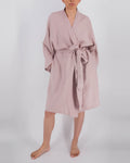 Leia Mid-Length French Linen Robe | 100% French Flax | Kimono-Style | Hidden Pockets | One Size Fits Most | 11 Colors | Sunday Morning