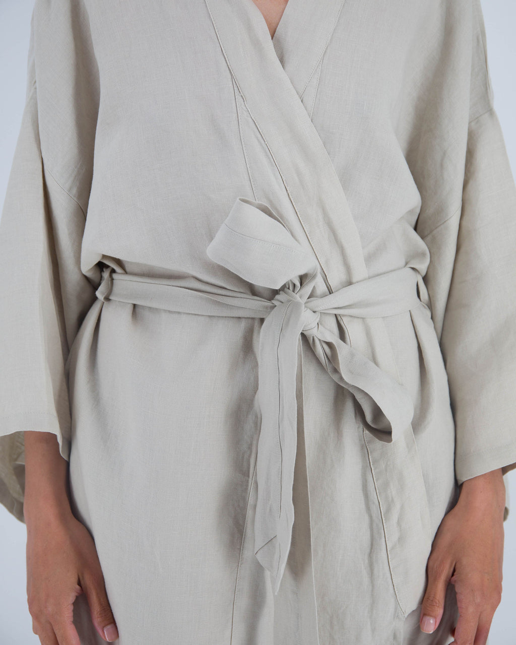 Leia Mid-Length French Linen Robe | 100% French Flax | Kimono-Style | Hidden Pockets | One Size Fits Most | 11 Colors | Sunday Morning