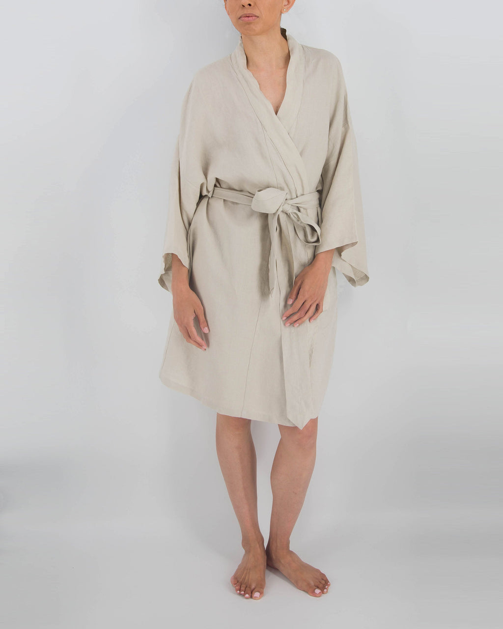 Leia Mid-Length French Linen Robe | 100% French Flax | Kimono-Style | Hidden Pockets | One Size Fits Most | 11 Colors | Sunday Morning