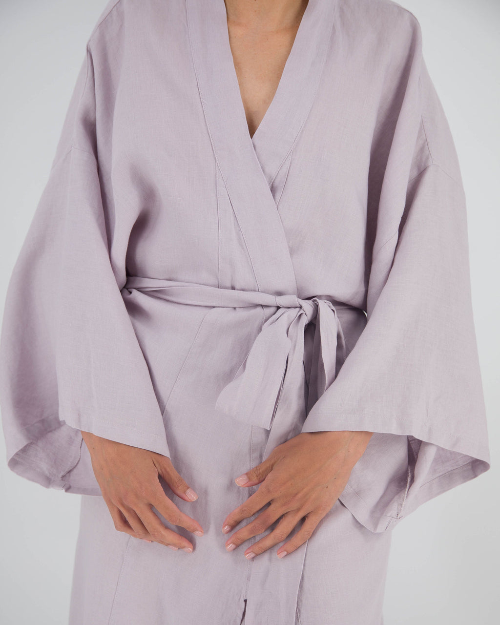 Leia Mid-Length French Linen Robe | 100% French Flax | Kimono-Style | Hidden Pockets | One Size Fits Most | 11 Colors | Sunday Morning