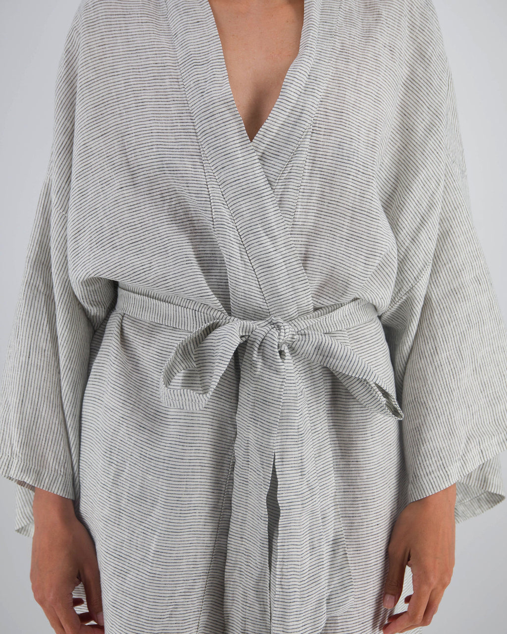 Leia Mid-Length French Linen Robe | 100% French Flax | Kimono-Style | Hidden Pockets | One Size Fits Most | 11 Colors | Sunday Morning