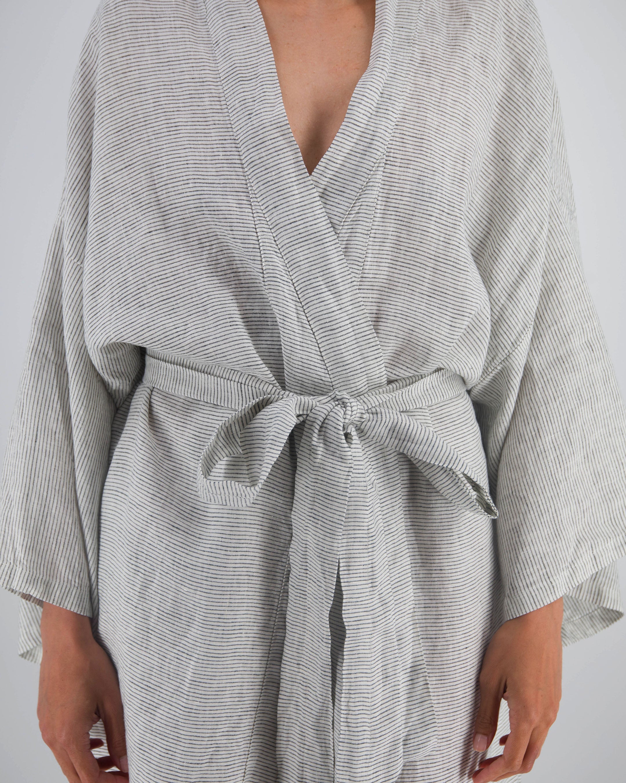 Leia Mid-Length French Linen Robe | 100% French Flax | Kimono-Style | Hidden Pockets | One Size Fits Most | 11 Colors | Sunday Morning