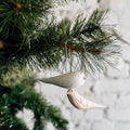 Hand-Carved Jacaranda Wood Bird Ornament | Faith | Christmas & Year-Round | White & Natural
