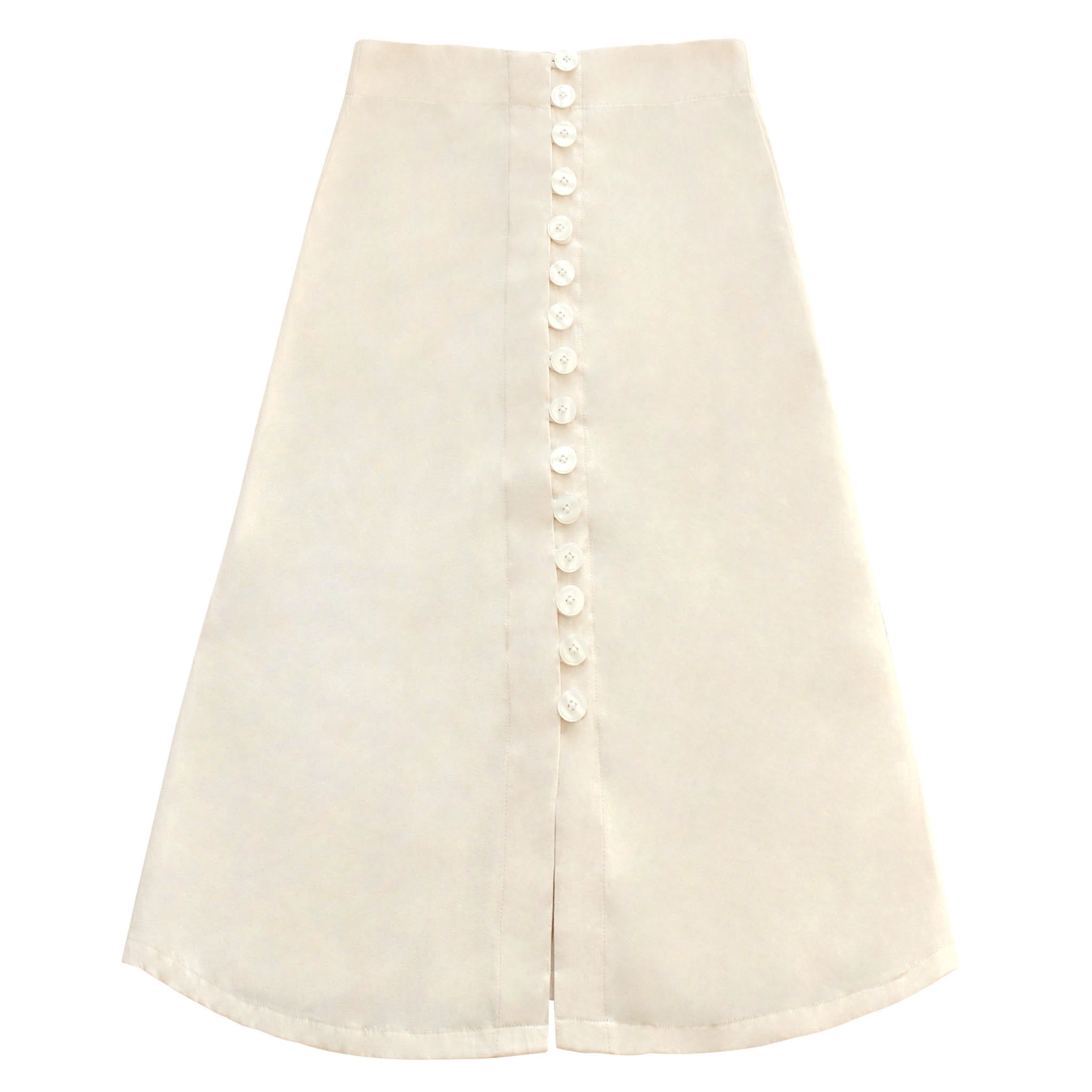 Handwoven Button-Down Midi Skirt – Off-White Cotton