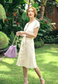 Handwoven Button-Down Midi Skirt – Off-White Cotton