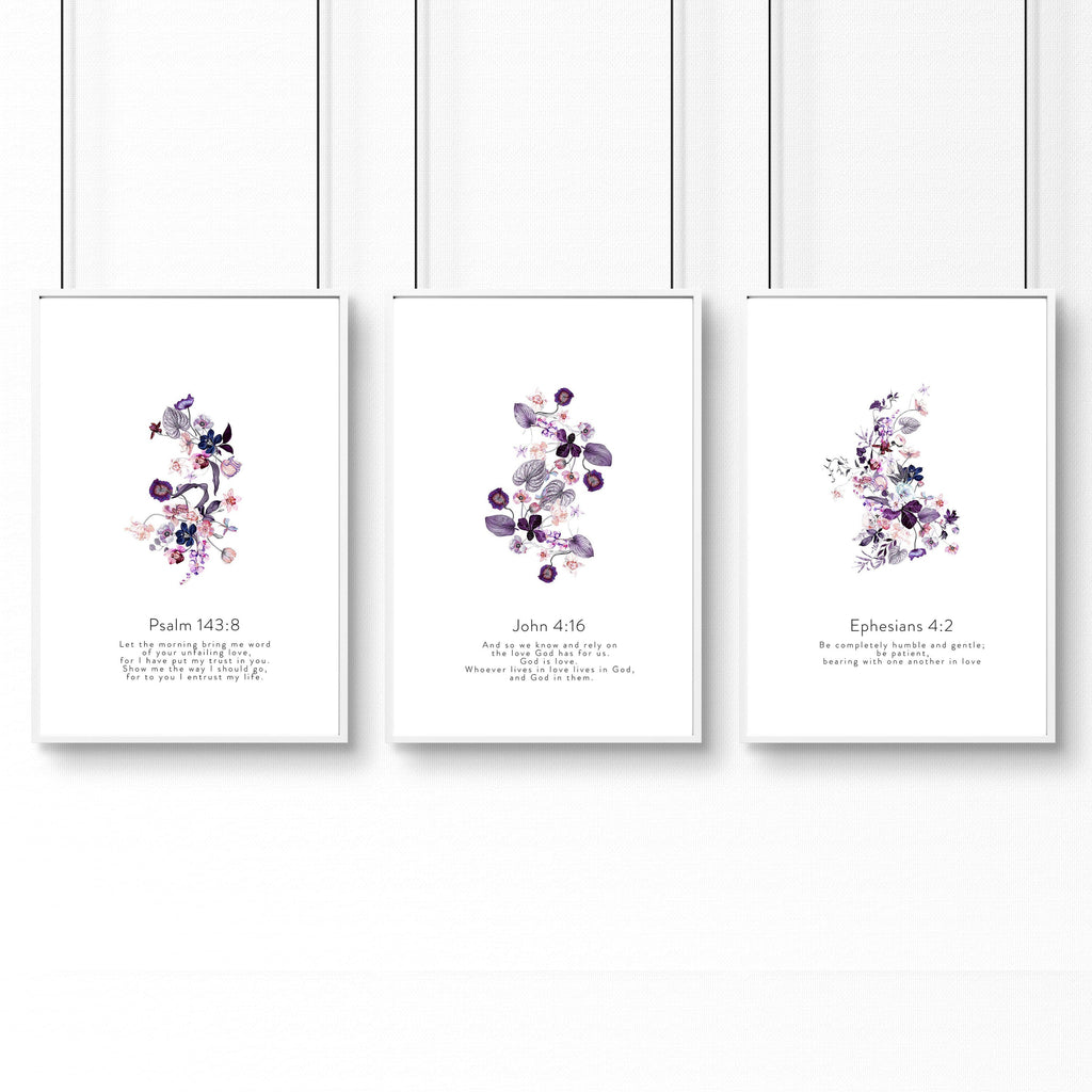 Bible wall art for bedroom | set of 3 wall art prints