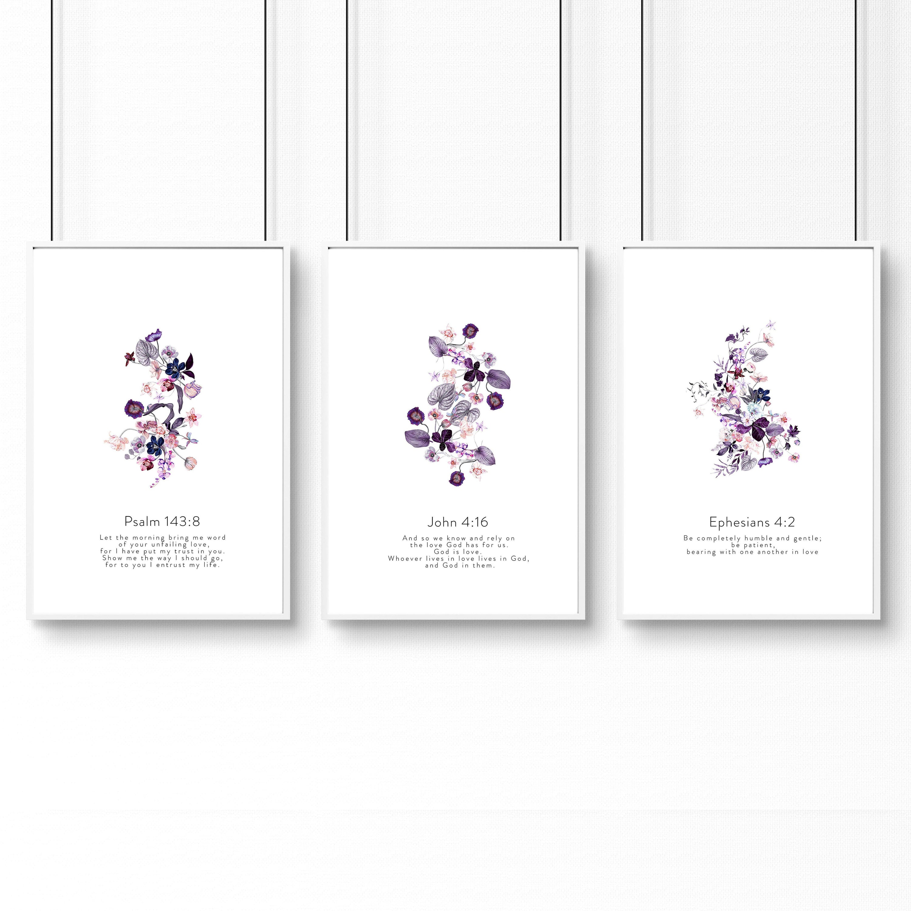 Bible wall art for bedroom | set of 3 wall art prints