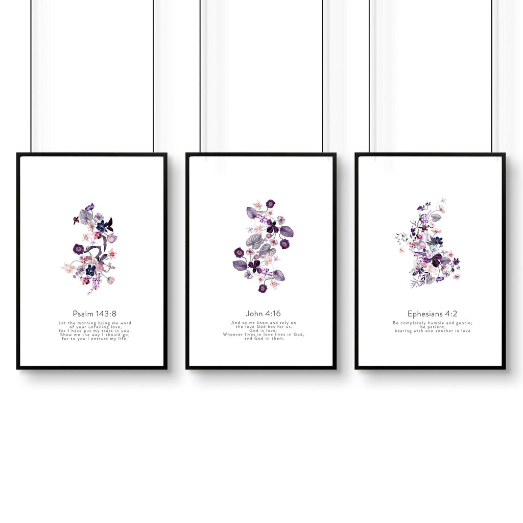 Bible wall art for bedroom | set of 3 wall art prints