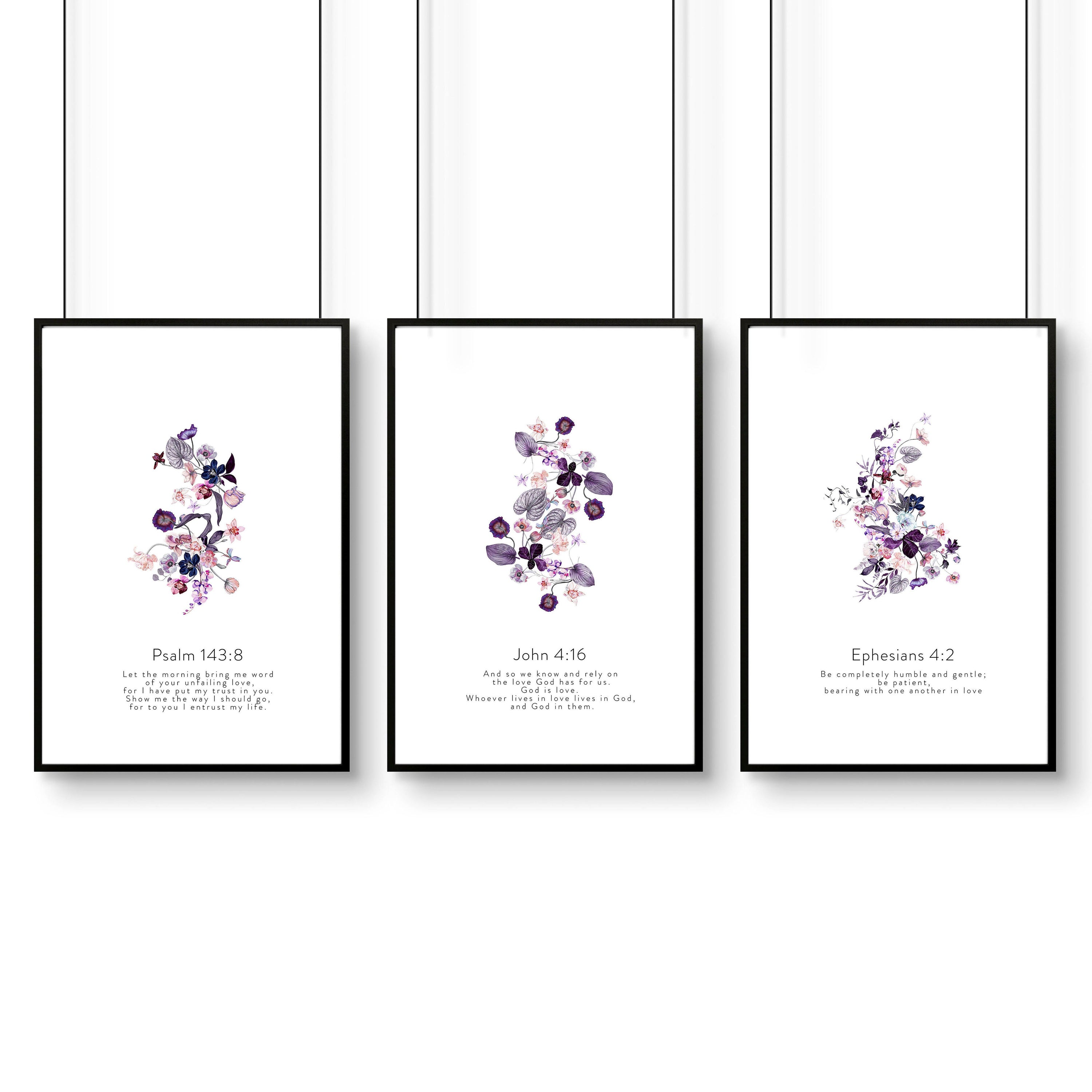 Bible wall art for bedroom | set of 3 wall art prints