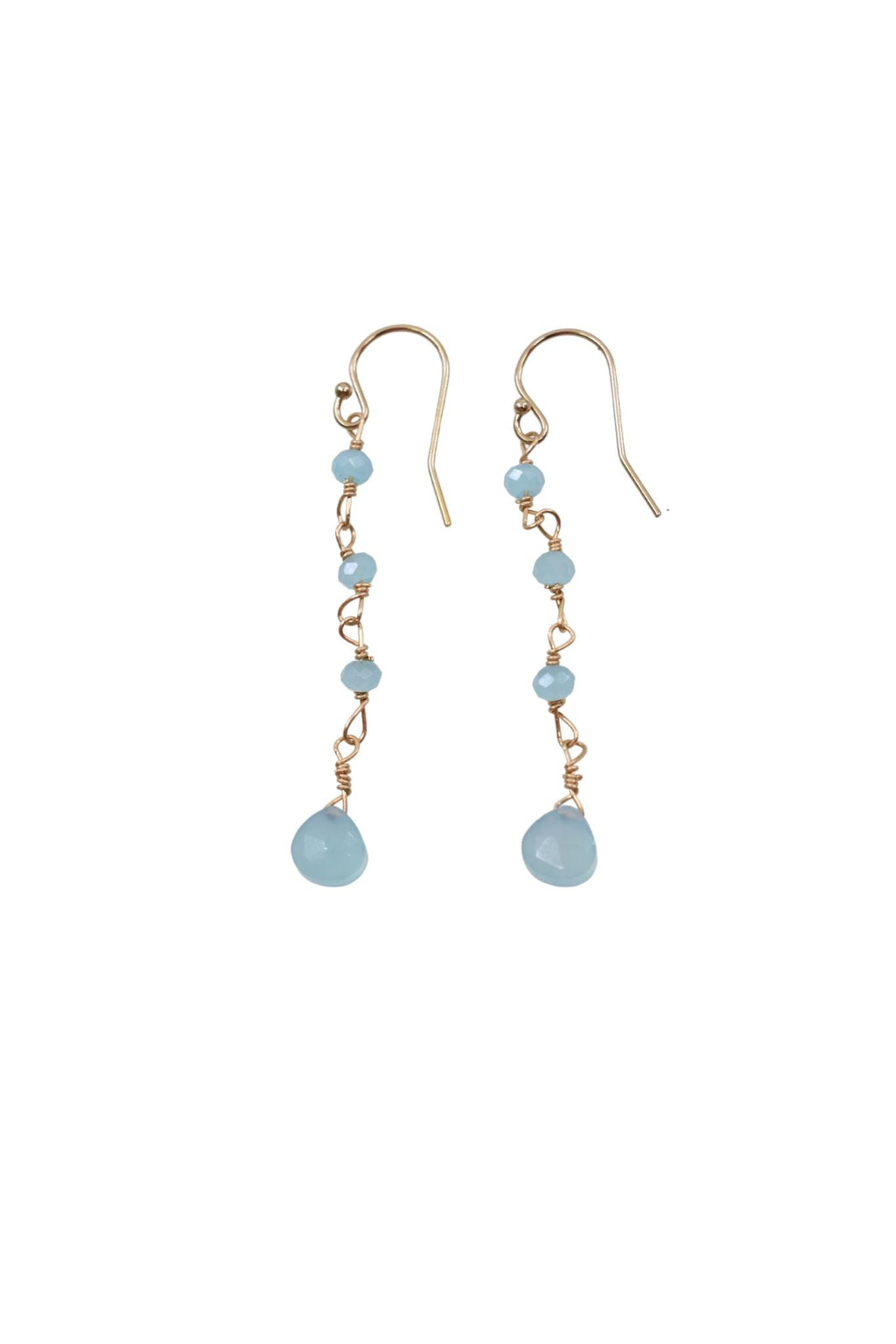 Emmah Heart Chalcedony Drop Earrings | 14K Gold Filled