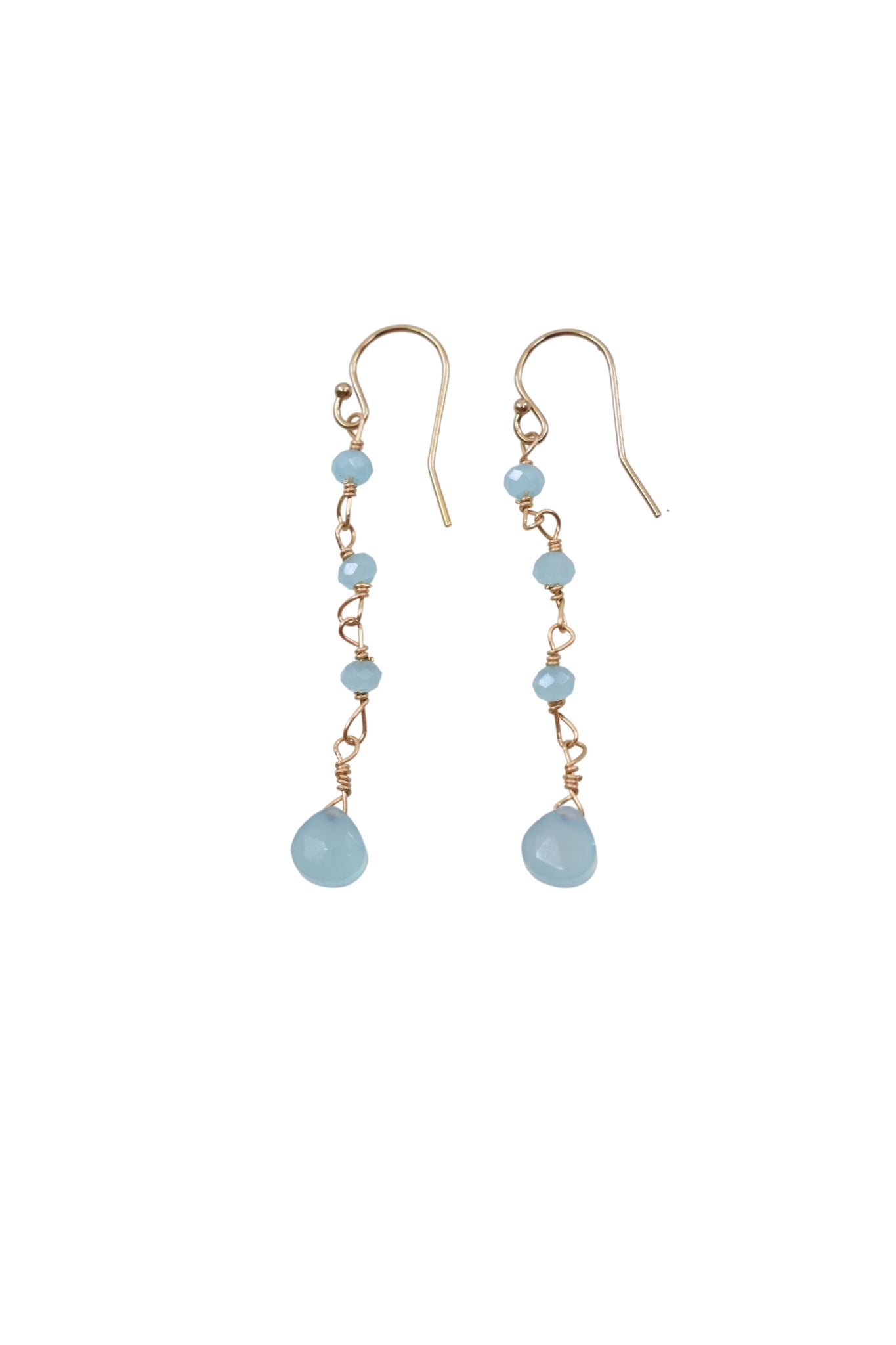 Emmah Heart Chalcedony Drop Earrings | 14K Gold Filled