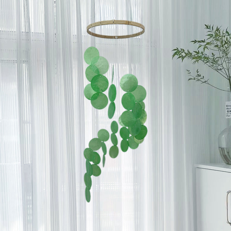 Green Seashell Wind Chime - Dream Catcher Hanging Decor for Home