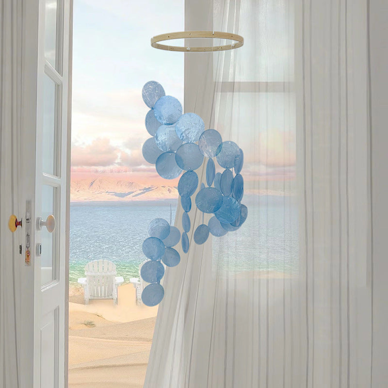 Blue Seashell Wind Chime - Dream Catcher Hanging Decor for Home