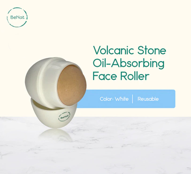 Innovative Volcanic Stone Oil-Absorbing Face Roller | Instant Matte Finish | Reusable | Makeup-Friendly | 2 inch