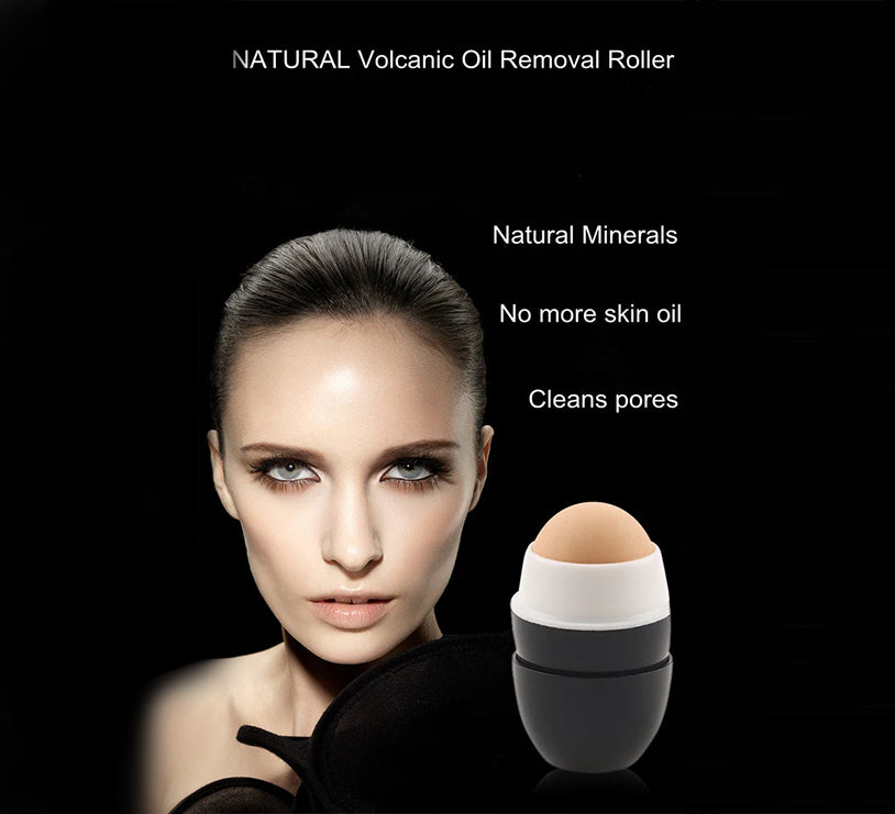 Innovative Volcanic Stone Oil-Absorbing Face Roller | Instant Matte Finish | Reusable | Makeup-Friendly | 2 inch
