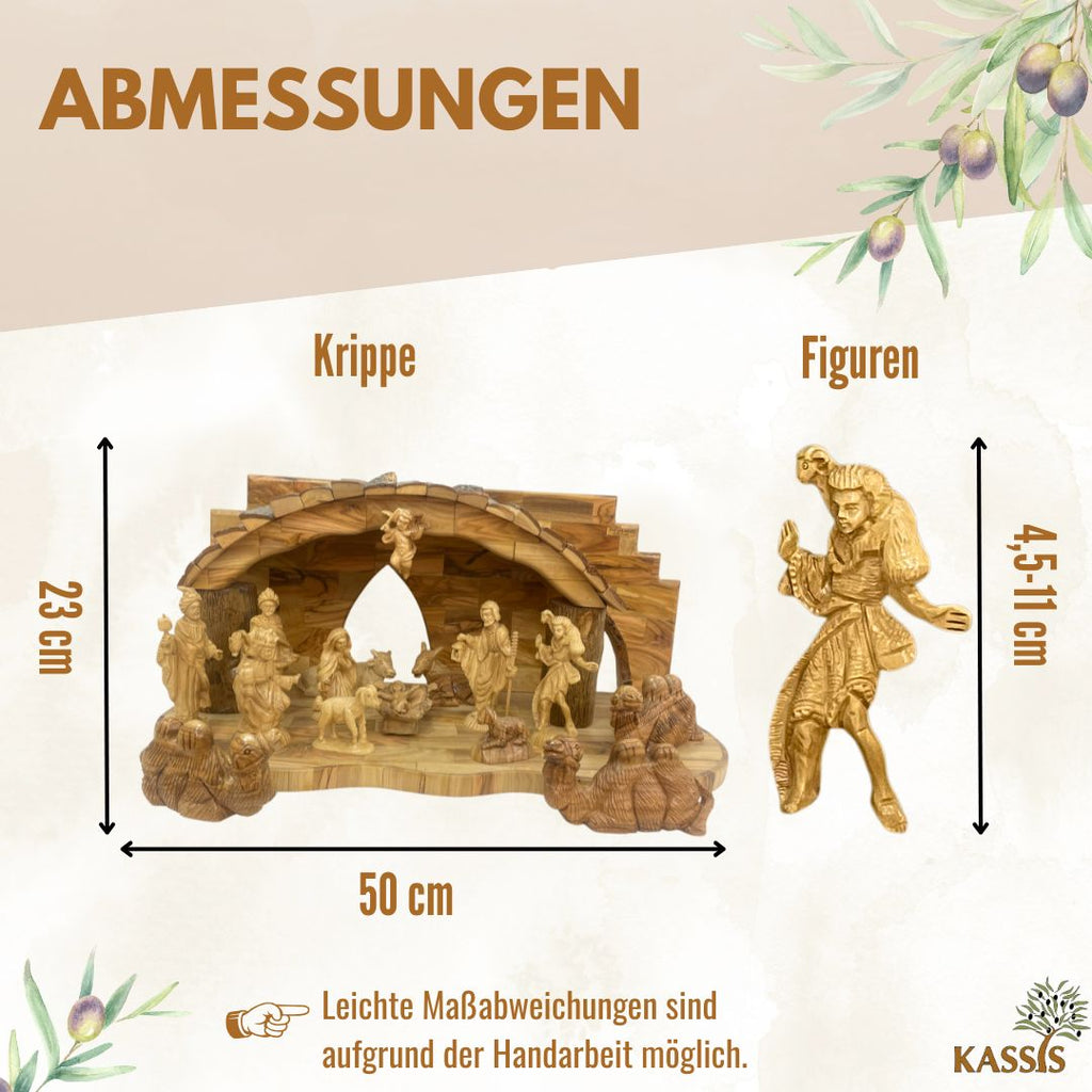Handcrafted Olive Wood Nativity Set with Detailed Figures