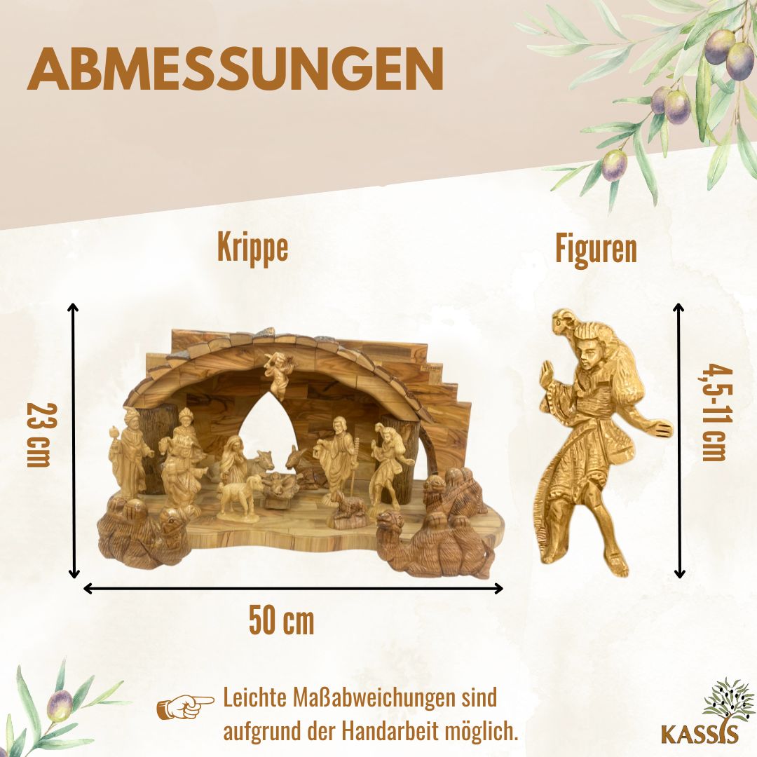 Handcrafted Olive Wood Nativity Set with Detailed Figures