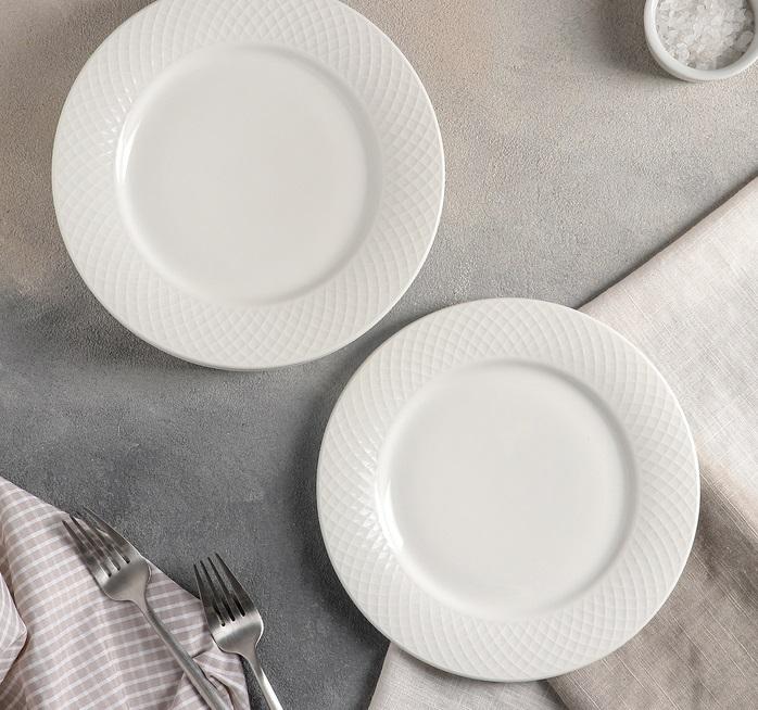 Julia Dessert Plate | 8" | Fine Porcelain | Embossed Rolled Rim | Ovenproof | Dishwasher Safe | WILMAX