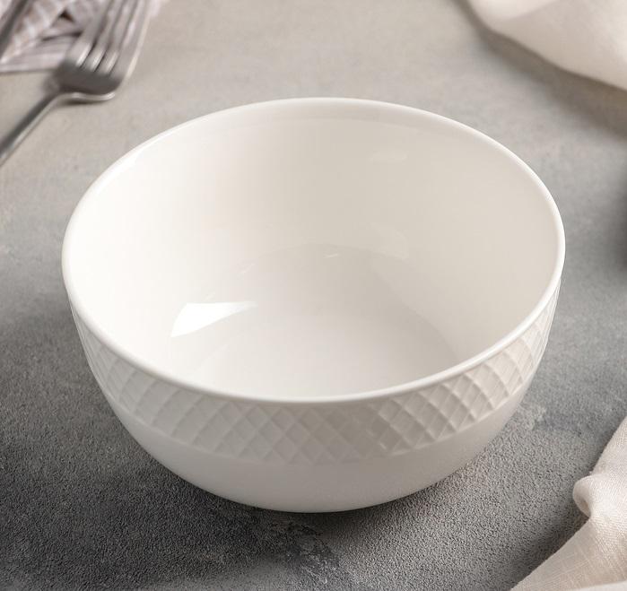Julia White Fine Porcelain Bowl | 6.5" | 31 Fl Oz | Embossed Rolled Rim | Made in England | Sold Individually | Wilmax
